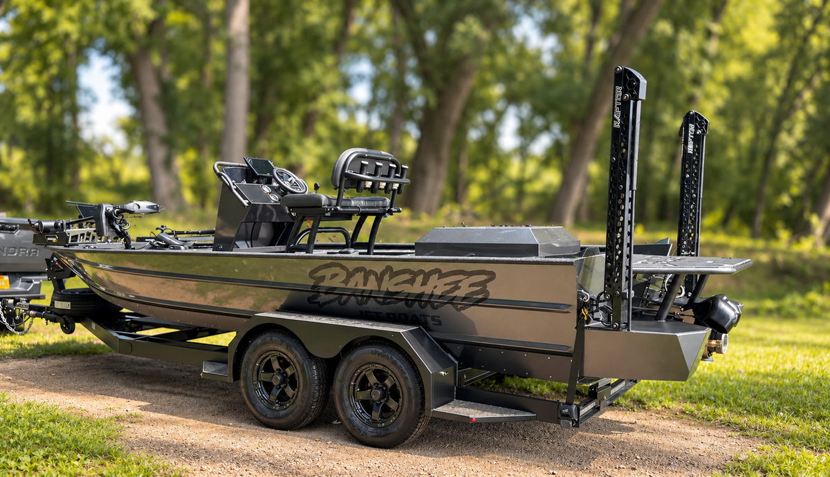 The SR 72 Inboard Jet in gunmetal grey on its matching trailer